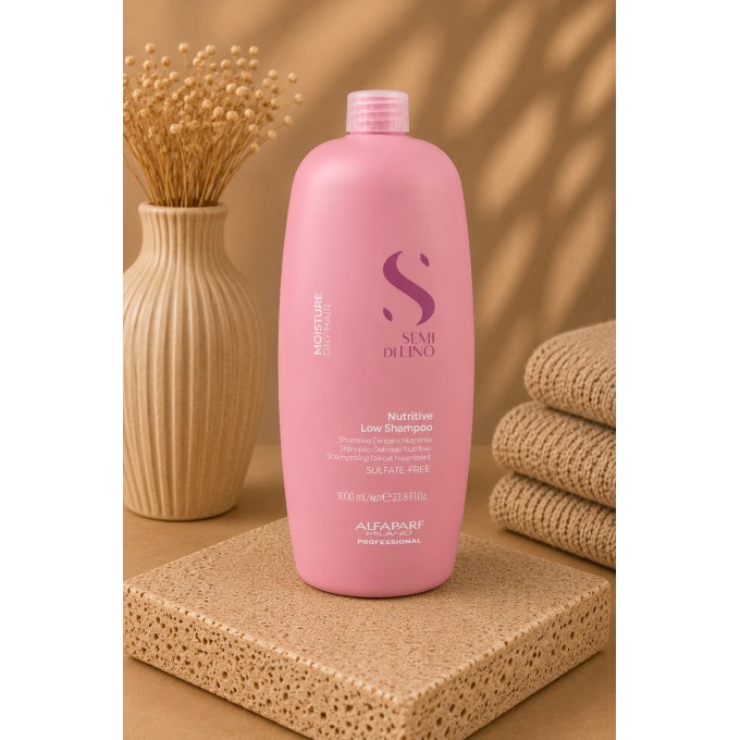 Alfaparf Milano Semi Di Lino Moisture Nutritive Low Shampoo - šampūnas sausiems plaukams, 1000 ml