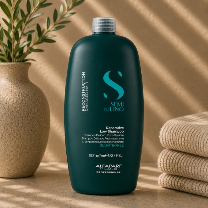 Alfaparf Milano Semi Di Lino Reparative Low Shampoo - Regenerating shampoo for damaged hair 1000 ml