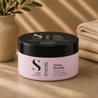 Alfaparf Milano Semi Di Lino Style&Care Glossy Pomade - formuojanti vaško pomada, 90 ml