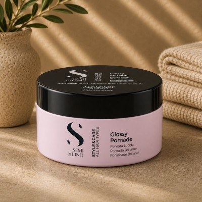 Alfaparf Milano Semi Di Lino Style&Care Glossy Pomade - formuojanti vaško pomada, 90 ml