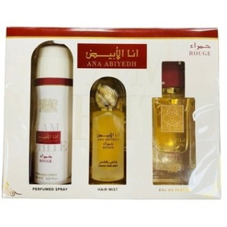 Lattafa Perfumes Ana Abiyedh Rouge Dárková sada EDP 60 ml, deospray 200 ml a vlasová mlha 50 ml 60ml