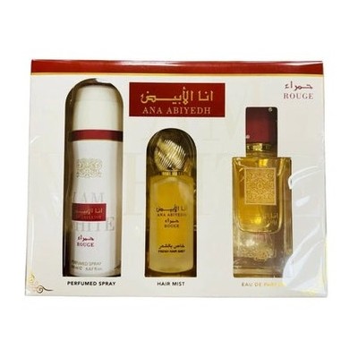 Lattafa Perfumes Ana Abiyedh Rouge Dárková sada EDP 60 ml, deospray 200 ml a vlasová mlha 50 ml 60ml