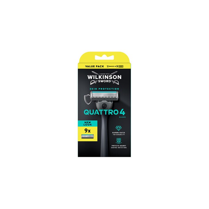 Wilkinson Sword Quattro 4 Skin Protection - Holicí strojek + 9 hlavic