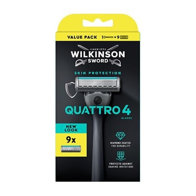 Wilkinson Sword Quattro 4 Skin Protection - Holicí strojek + 9 hlavic