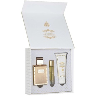 Lattafa Perfumes The Kingdom Dárková sada EDP 100 ml, miniaturka EDP 12 ml a sprchový gel 100 ml 100ml