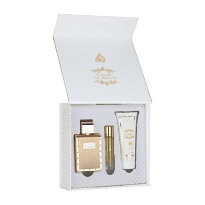 Lattafa Perfumes The Kingdom Dárková sada EDP 100 ml, miniaturka EDP 12 ml a sprchový gel 100 ml 100ml