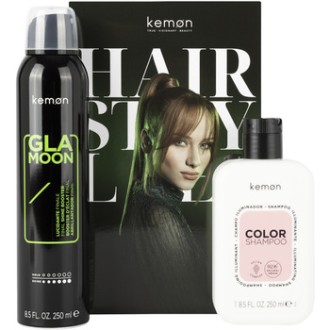 Kemon Hair Style Color Glamoon Set - Sada pro barvené vlasy se šamponem a leskem ve spreji 500ml