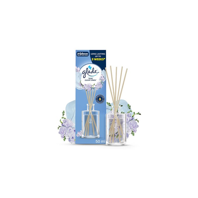 Glade Reeds Pure Clean Linen - Tyčinkový difuzér 50ml