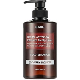 KUNDAL Natural Caffeine & Intensive Scalp Care+ Cherry Blossom Scalp Shampoo - Šampon proti vypadávání vlasů s kofeinem 500ml