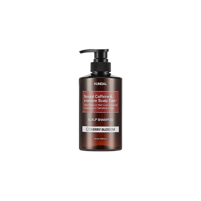 KUNDAL Natural Caffeine & Intensive Scalp Care+ Cherry Blossom Scalp Shampoo - Šampon proti vypadávání vlasů s kofeinem 500ml