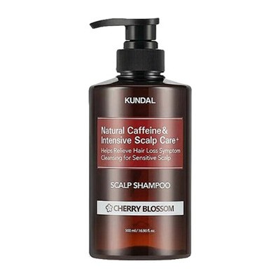 KUNDAL Natural Caffeine & Intensive Scalp Care+ Cherry Blossom Scalp Shampoo - Šampon proti vypadávání vlasů s kofeinem 500ml