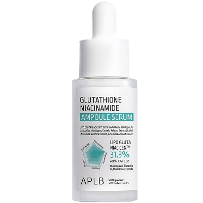 APLB Glutathione Niacinamide Ampoule Serum - ampulinis serumas odai šviesinti ir drėkinti, 40 ml