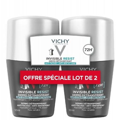 Vichy Homme 72H Invisible Resist Detranspirant - antiperspirantas vyrams, 2 x 50 ml