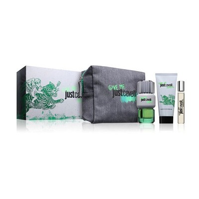 Cavalli Roberto Just Cavalli Give Me Magic Dárková sada EDT 90 ml, sprchový gel 100 ml, miniaturka EDT 15 ml a kosmetická taška 