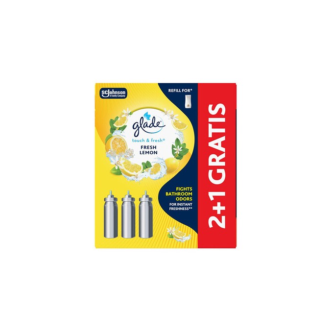 Glade Touch & Fresh Fresh Lemon 2+1 - Sada náplní do osvěžovače vzduchu