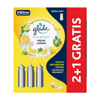 Glade Touch & Fresh Fresh Lemon 2+1 - Sada náplní do osvěžovače vzduchu