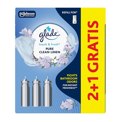 Glade Touch & Fresh Pure Clean Linen 2+1 - Sada náplní do osvěžovače vzduchu