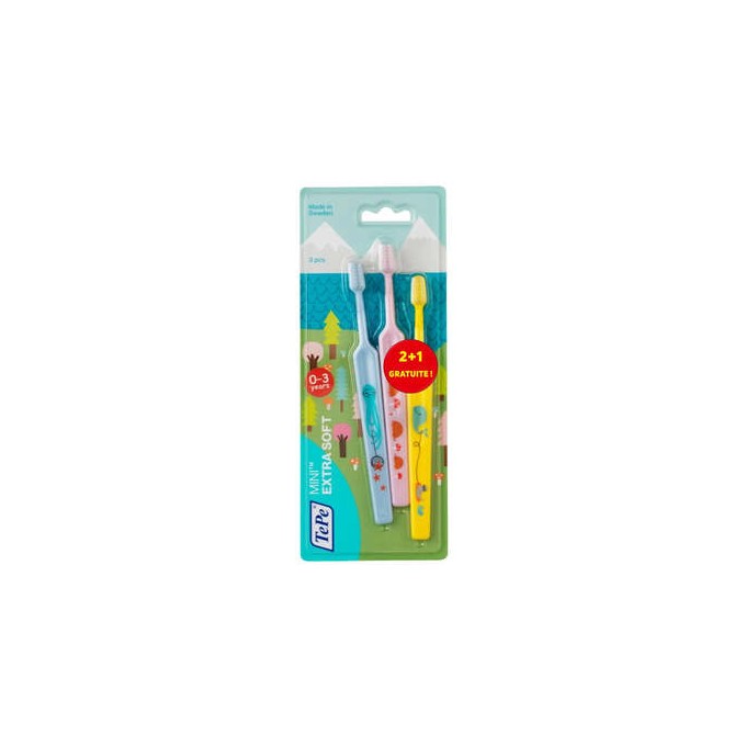 TePe Mini Toothbrush ( 3 ks ) Extra Soft - Dětské zubní kartáčky 0ml 0 - 3 years