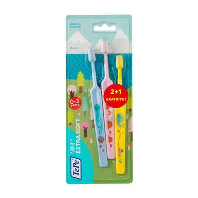 TePe Mini Toothbrush ( 3 ks ) Extra Soft - Dětské zubní kartáčky 0ml 0 - 3 years
