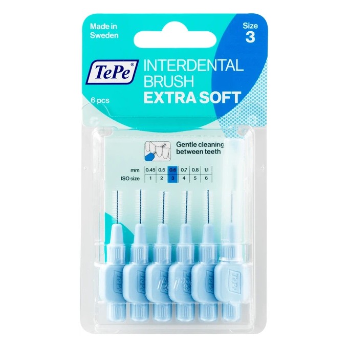 TePe Interdental Brush Extra Soft (0.6 mm blue ) - Very fine interdent
