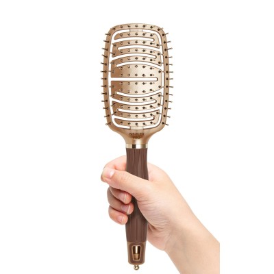 Olivia Garden NanoThermic Flex Pro - Flat Hair Brush with 100% Boar and Ionic Bristles