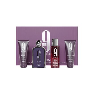 Afnan 9PM Pour Femme Dárková sada EDP 100 ml, sprchový gel 100 ml, tělový závoj 150 ml a tělové mléko 100 ml 100ml