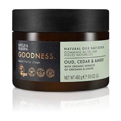 Baylis & Harding Natural Oils Salt Scrub ( Oud, Cedrové dřevo & Ambra ) - Tělový peeling 450.0g