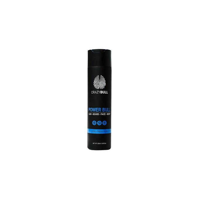 CrazyBull Power Bull Hair-Beard-Face-Body Shampoo - Multifunkční šampon 4 v 1 na vlasy, vousy, obličej a tělo 250ml