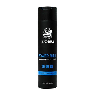 CrazyBull Power Bull Hair-Beard-Face-Body Shampoo - Multifunkční šampon 4 v 1 na vlasy, vousy, obličej a tělo 250ml