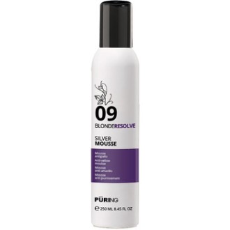 Puring 09 BlondeResolve Silver Mousse - Bezoplachová neutralizační pěna pro blond, šedé a odbarvené vlasy 250ml