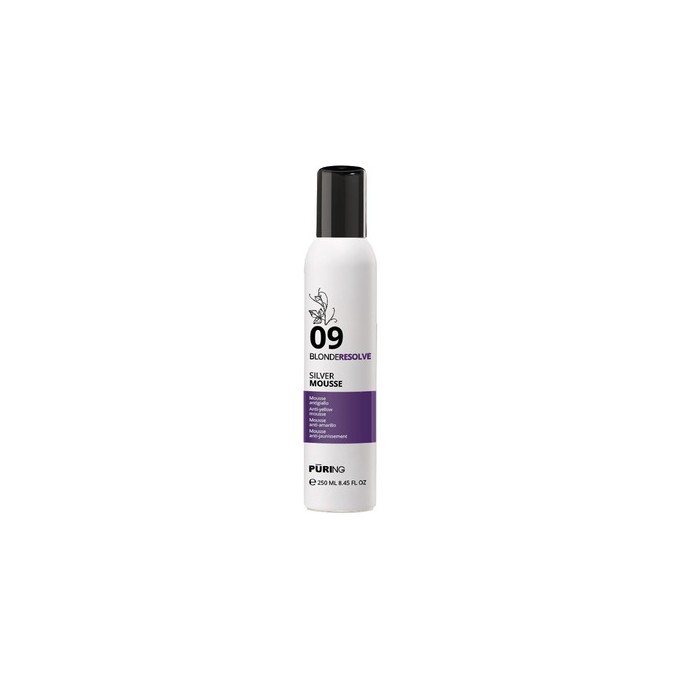 Puring 09 BlondeResolve Silver Mousse - Bezoplachová neutralizační pěna pro blond, šedé a odbarvené vlasy 250ml