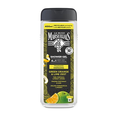 Le Petit Marseillais Homme Green Orange & Lime Zest - Sprchový gel 4v1 400ml
