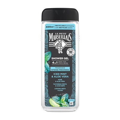 Le Petit Marseillais Homme Iced Mint & Aloe Vera - Sprchový gel 4v1 400ml
