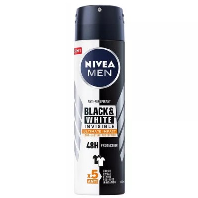 Nivea Men Invisible Black & White Ultimate Impact - Antiperspirant spray 150 ml