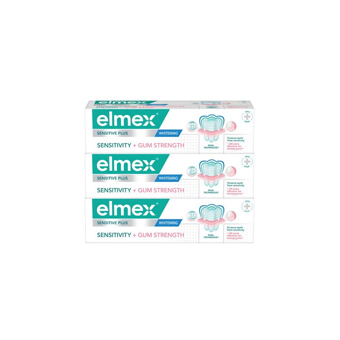 Elmex Sensitive Sensitivity + Gum Strenght Whitening Trio - Zubní pasta 75ml