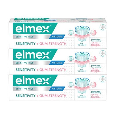 Elmex Sensitive Sensitivity + Gum Strenght Whitening Trio - Zubní pasta 75ml