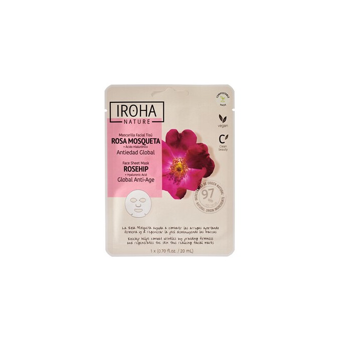 Iroha Anti-Age Rosehip Face Sheet Mask - Omlazující maska 20ml