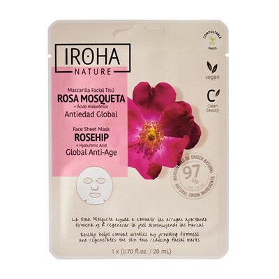 Iroha Anti-Age Rosehip Face Sheet Mask - Omlazující maska 20ml