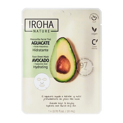 Iroha Avocado Face Sheet Mask - Plátýnková maska 20ml