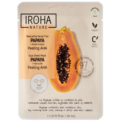 Iroha Papaya Peeling AHA Face Sheet Mask - Peelingová maska 20ml