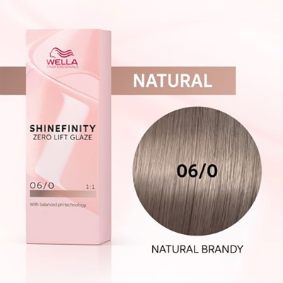Wella Professional Shinefinity Zero Lift Glaze - plaukų dažai, 60 ml - 06/0 Natural Brandy