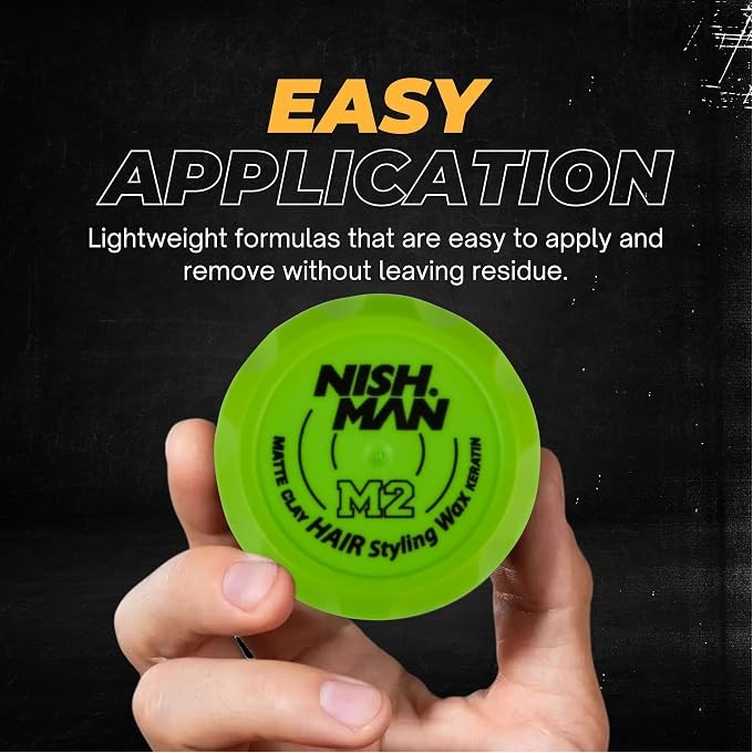 Nishman M2 Matte Clay Hair Styling Wax Keratin -  vyrų plaukų formavimo vaškas, 100 ml
