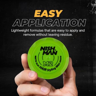 Nishman M2 Matte Clay Hair Styling Wax Keratin -  vyrų plaukų formavimo vaškas, 100 ml