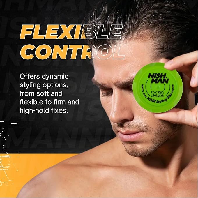 Nishman M2 Matte Clay Hair Styling Wax Keratin -  vyrų plaukų formavimo vaškas, 100 ml
