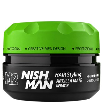 Nishman M2 Matte Clay Hair Styling Wax Keratin -  vyrų plaukų formavimo vaškas, 100 ml