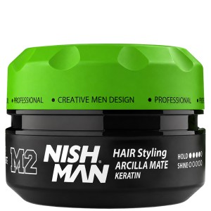 Nishman M2 Matte Clay Hair Styling Wax Keratin -  vyrų plaukų formavimo vaškas, 100 ml