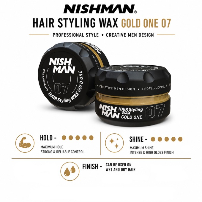 Nishman 07 Hair Styling Wax Gold One - plaukų formavimo vaškas, 150 ml