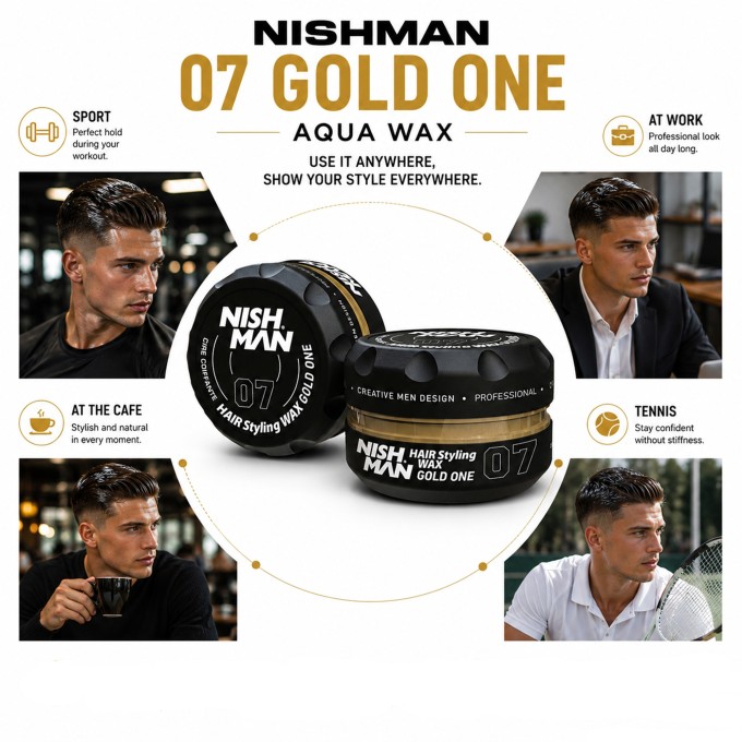 Nishman 07 Hair Styling Wax Gold One - plaukų formavimo vaškas, 150 ml