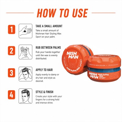 Nishman 02 Hair Styling Wax Sport (Melon Scent) - plaukų formavimo vaškas (pomada), 150 ml