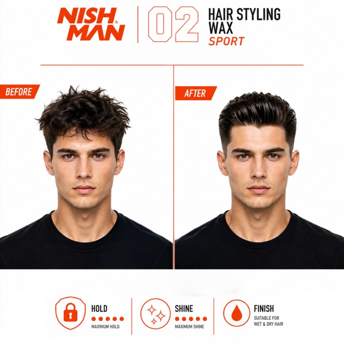 Nishman 02 Hair Styling Wax Sport (Melon Scent) - plaukų formavimo vaškas (pomada), 150 ml